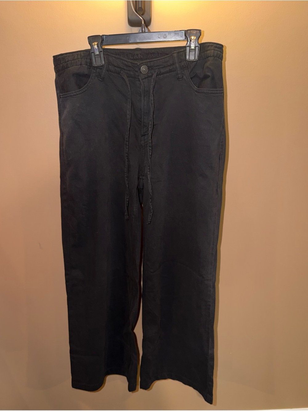 American Eagle Outfitters Black Straight Leg Drawstring Pants